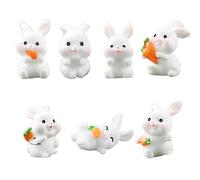 BOOSHMall 7 pezzi Miniature Coniglietto Figurine Ornamenti, Statue di Coniglietto Uova Pasquale, Pasqua Mini Bunny Figurine per Arredamento Interno ed Esterno Paesaggi Miniatura Torte