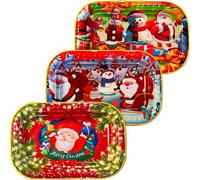 BOOSHMall Set 3 Piatti Natalizi, Rosso con Motivi di Alberi di Natale, Resistenti e Duraturi, Idea Regalo, per Natale Festività Feste Decorazioni, 27cm