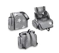 Ms 1332, Booster Bag Stars, Seggiolone da Viaggio Portatile, Morbido e Imbottito, Portatile, Convertibile in Zaino 2 in 1, Unisex, Grigio