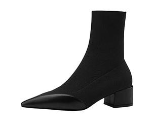 Boot Donna Stivaletti Stivali Invernali Scarpe Moto estive Stivali Donna Tessuto Elasticizzato a Rete Tacco Quadrato Caviglia Stivaletti Casual a Punta Nuda (38,Nero)