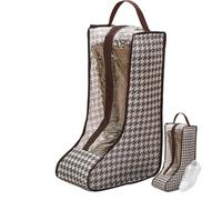 Boot Organizer Storage Bag - Boot Bags | Shoe Bags | Visual Window Design, PVC, Adjustable For Tall Short Boots, Zipper Plaid Pattern, Portable Storage For Travel Closet, Clear