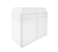 Booth DJ Professionale Pieghevole: Struttura Metallica, Ripiano Mixer Ampio, Coperture Intercambiabili Bianco/Nero, Ganci di Sicurezza, Pannelli Mesh Ventilati, Gestione Cavi, Borsa Trasporto