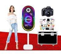 Booth fotografico dello specchio magico ovale, macchina della cabina fotografica dello specchio selfie a schermo tattile da 21,5 pollici, per la festa di nozze (White, Photo Booth with Camera)