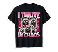 Bootleg Raccoon I Thrive in Chaos Aesthetic Maglietta