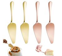 Bootoow Coltello Torta in Acciaio Inossidabile, 4 Pezzi Multifunzionale Paletta per Torta Adatta a Tagliare e Servire i Dolci per Cucine Ristoranti Feste Pala Torta Spatola Triangolo(Oro+oro rosa)