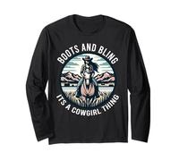 Boots and Bling It’s a Cowgirl Thing Rodeo Gift Maglia a Manica