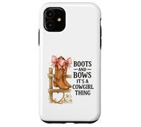 Boots and Bows Cowgirl Thing Western Pink Bow Graphic Custodia per iPhone 11