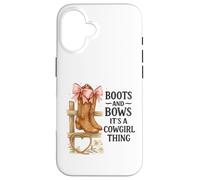 Boots and Bows Cowgirl Thing Western Pink Bow Graphic Custodia per iPhone 16