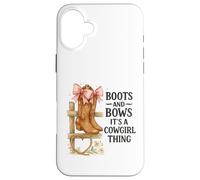 Boots and Bows Cowgirl Thing Western Pink Bow Graphic Custodia per iPhone 16 Plus