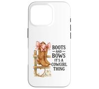 Boots and Bows Cowgirl Thing Western Pink Bow Graphic Custodia per iPhone 16 Pro