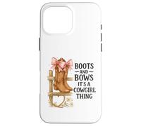 Boots and Bows Cowgirl Thing Western Pink Bow Graphic Custodia per iPhone 16 Pro Max