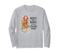 Boots And Bows Cowgirl Thing Western Pink Bow Graphic Maglia a Manica