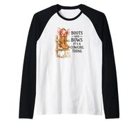 Boots And Bows Cowgirl Thing Western Pink Bow Graphic Maglia con Maniche Raglan