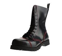Boots & Braces - 10 Loch schwarz mit roter Naht, Stiefel Rangers, Schwarz (Black/Red), 46