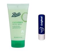 Boots - Detergente viso al cetriolo, 150 ml, con balsamo per labbra originale