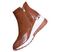 Boots Donna Neve Stivali Equitazione Donna Casual in Pelle Antiscivolo Laterale E Lacci Motivo Stampato a metà Polpaccio Stivali Punk Stivaletti da Pioggia da Neve Platform