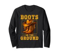 Boots On The Ground Cowboy Boots Western Country Style Maglia a Manica