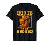 Boots On The Ground Cowboy Boots Western Country Style Maglietta