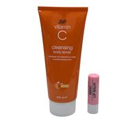 Boots Vitamina C Detergente Corpo Scrub Esfolia E Deterge 200Ml Con Bacca Libero Lip Balm