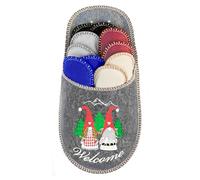 BOOTSY® Pantofole per ospiti - Motivo Benvenuto Folletto (5 Paia) • Pantofole in feltro per visitatori • Ciabatte per ospiti unisex • Taglie 35/38, 38/40, 41/43, 44/45 • Con borsa porta scarpe