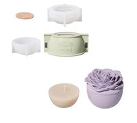 BOOWAN NICOLE Rose Flower Candeliere con coperchio, stampi in silicone per calcestruzzo e 70 ml, stampi in silicone per candele, Jesmonite candelabri per la produzione di candele artigianali