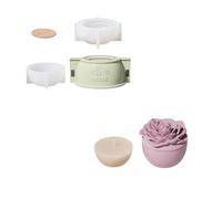 BOOWAN NICOLE Rose Flower Candeliere con coperchio, stampi in silicone per calcestruzzo e 70 ml, stampi in silicone per candele, Jesmonite candelabri per la produzione di candele artigianali