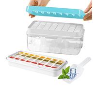 BOOWEN Stampo Ghiaccio Silicone con Coperchio Ice Cube Tray Vassoi per Cubetti di Ghiaccio Facile Far Uscire per Cocktail Whisky Succo Bevande Congelate (blu)