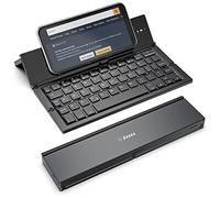 booxi Geyes Tastiera Bluetooth pieghevole, mini tastiera wireless, ricaricabile tramite USB, mini tastiera wireless, per iOS, Android, Windows, tablet, PC, laptop, smartphone (nero
