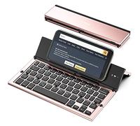 booxi Geyes - Tastiera Bluetooth pieghevole, mini tastiera wireless, ricaricabile USB, mini tastiera wireless per iOS, Android, Windows, tablet, PC, laptop, smartphone (oro rosa)