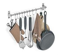 Booxihome Portautensili da parete, in acciaio inox, con 12 ganci rimovibili, organizer per utensili da 50 cm