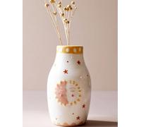 BOOXMIMI Vaso decorativo da interno in ceramica bianca design moderno con facce di sole e luna stile bohemien ideale per fiori secchi o un singolo bocciolo perfetto per ogni ambiente elegante