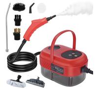 BOOZXCV Pulitori a Vapore 2500w, Vaporiera Portatile per Carta da Parati con 3 testine, Smart Touch, Serbatoio dell'Acqua da 1,2 Litri, Pulitore a Vapore Portatile ad Alta Pressione (Red)