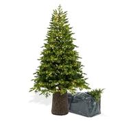 BOP Albero di Natale con Luci Incorporate e Base Tronco Zeus 240 cm - 1450 Led, Fogliame in PE Real Touch e PVC, Borsa Omaggio, Apertura ad Ombrello
