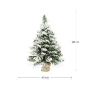 BOP Albero di Natale Innevato Argo 60/90 cm, base in Juta, Piccolo e già pronto