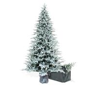 BOP Albero di Natale Innevato NewArtemide 210 cm, con Base Tronco Incorporata, Fogliame in PE Real Touch e PVC, Borsa Omaggio, Apertura ad Ombrello