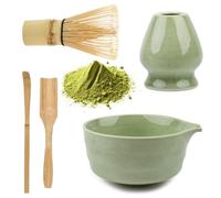 BOPEUY 5 pezzi Matcha Set, Matcha Whisk Set, Matcha Kit con Frusta Matcha, Matcha in Bambù Cucchiaio Ciotola e Supporto, Regali per Gli Amanti Del Matcha, per La Casa, l'Ufficio e la Sala da Tè