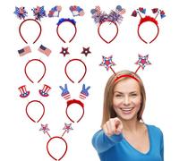 Boppers Patriotic Head, fascia per la Giornata 'indipendenza | Chiesa blu bianco rosso,Accessori del Giorno 'Indipendenza del Memoriale 9x per sfilate, barbecue, eventi, costumi e celebrazioni
