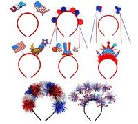 Boppers Patriotic Head, fascia per la Giornata 'indipendenza - Fascia patriottica blu bianca rossa | per la Giornata 'indipendenza del Memorial Day, festa, favori, sfilate del 4 luglio, barbecue, cost