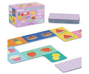 boppi Set Domino Gioco con immagini per bambini piccoli - Domino Montessori/STEM colorato a tema alimentare per bambini - Giochi per bambini dai 3 anni in su