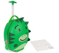 boppi Tiny Trekker Trolley Bagaglio a Mano Per Bambini Con Ruote e Manico Regolabile - Valigia Bagaglio a Mano Rigida Piccola da Cabina Asilo Scuola e Viaggio 17L - Dinosauro