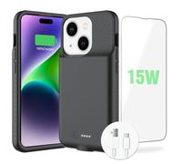 BOPPS Custodia con batteria per iPhone 15/15 Pro 【2025 New】 Potente custodia portatile ricaricabile da 7000 mAh, resistente, protettiva per iPhone 15/15 Pro, nera