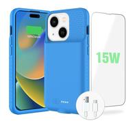 BOPPS Custodia con batteria per iPhone 15/15 Pro 【2025 New】 Potente custodia portatile ricaricabile da 7000 mAh, resistente, protettiva per iPhone 15/15 Pro, blu