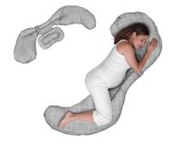 Boppy Cuscino Gravidanza Supporto Total Body Modulabile Grigio, Cuscino Confortevole, Garantisce Supporto Per il Corpo, Favorisce Posizione Laterale, 3 Parti per Ogni Esigenza, Lavabile in Lavatrice