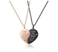 BOPREINA Collane abbinate a forma di cuore puzzle per uomo e donna, in acciaio inox, con scritta "I Love You to The Moon and Back", Yin Yang, collana con ciondolo per coppie, regalo per amanti