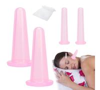 BOPRKTM 4 Pezzi Coppette in silicone Set Coppettazione Viso Silicone Coppette Massaggio Viso,per massaggiare gli occhi con sacchetto,coppettazioni per il collo,il viso e il corpo,2 misure(rosa)