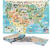 Bopster Puzzle da 1.000 pezzi della mappa degli Stati Uniti per bambini, adolescenti e adulti | Puzzle dettagliato dei monumenti degli Stati Uniti | Cartone riciclato | Attività familiare da offrire