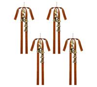 Boque Di Natale In Velluto - Grandi Fiocchi Di Velluto Rustico Per Scale E Ghirlande Con Campane - 4 Pezzi Decorazioni Festive Per Scale Portate Ghirlande Marroni Da Parete | Pezzo