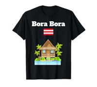 Bora Bora bandiera souvenir bungalow sull'acqua palma Maglietta