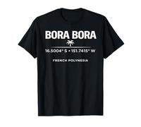 Bora Bora Coordinate Isola Polinesia Francese Design Maglietta