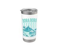 Bora Bora, Fun Tropical Island Beach Bungalow e Montagna Bicchiere termico in acciaio inox doppia parete